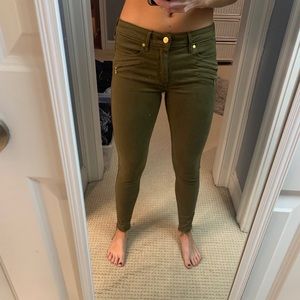 Army green skinny jeans